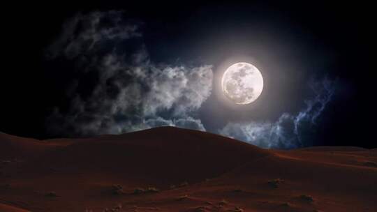 沙漠中满月、圆月视频素材模板下载