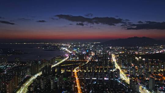 城市夜景青岛西海岸夜景视频素材模板下载