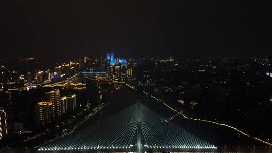 福州闽江三县洲大桥夜景航拍