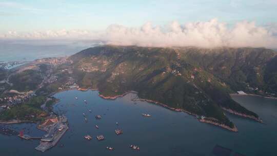 福建霞浦花竹村日出海岛风景航拍