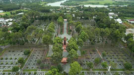 越南古池战争公墓鸟瞰图