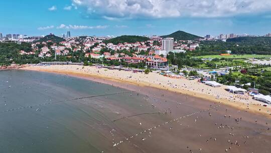 青岛海水浴场一浴视频素材模板下载