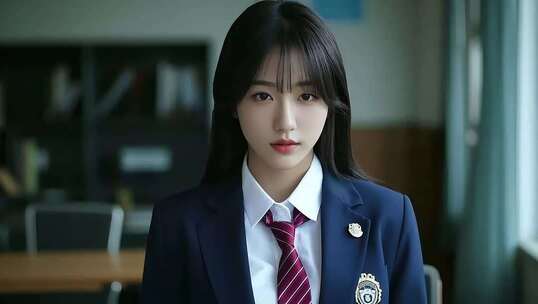 学校学生服女生教室内视频