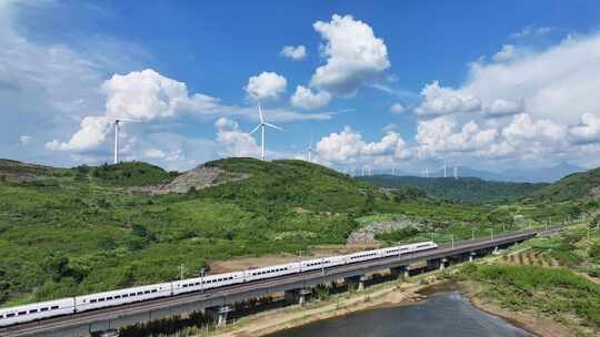 （合集）高铁动车和谐号复兴号风车风能电能