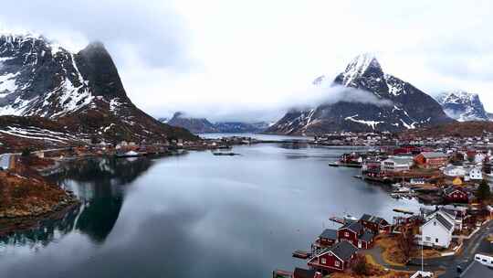 4K航拍挪威罗弗敦群岛自然风光