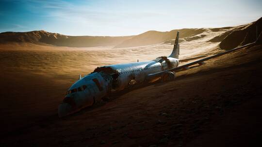 沙漠中被遗弃的飞机