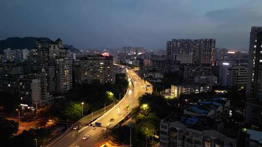 航拍 大桥 车流 夜景