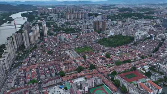 漳州古城航拍闽南古厝城市红砖瓦房漳州市区