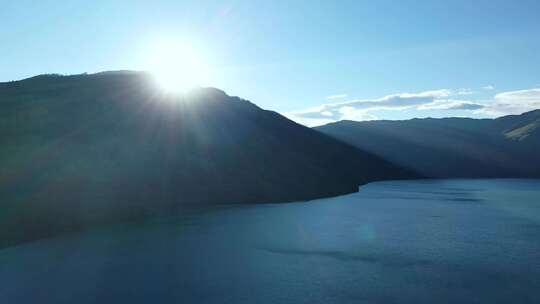 森林阳光树林山川河流自然风光航拍中国风景