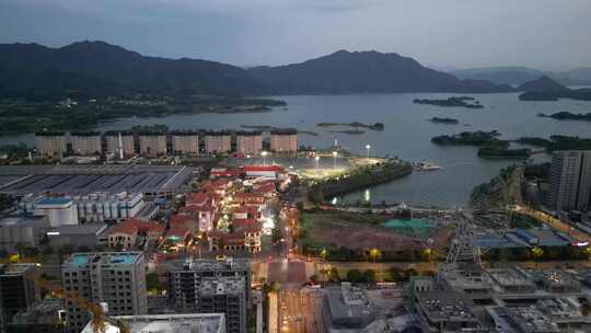 千岛湖啤酒小镇夜晚航拍