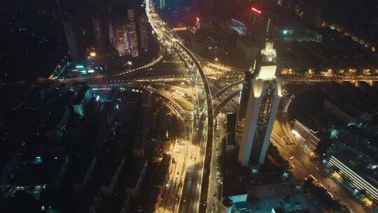 夜景繁荣城市立交桥