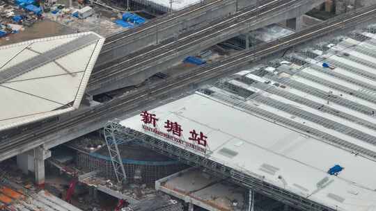 中国广东省广州市新塘站商业大楼视频素材模板下载