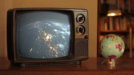 复古电视和地球上的太空星球