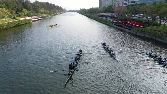 深圳南山大沙河赛艇航拍视频素材模板下载