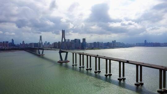 城市宣传航拍气势恢宏广东湛江海湾大桥