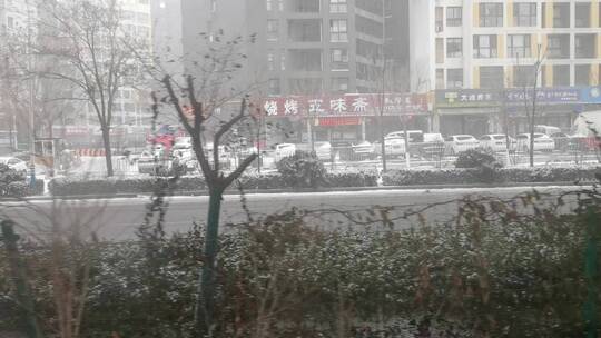 雪天城市街道视频素材模板下载