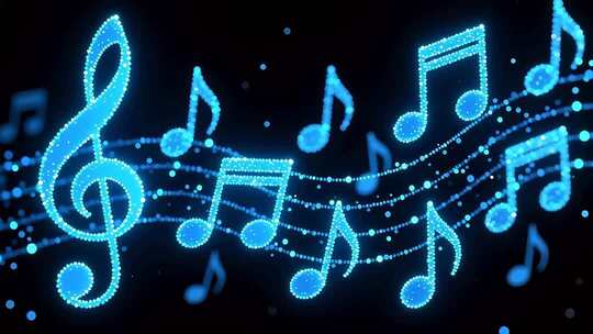 蓝色粒子音符跳动4K