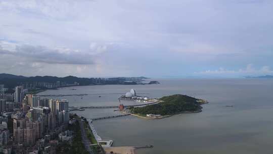 航拍城市风光珠海野狸岛海景