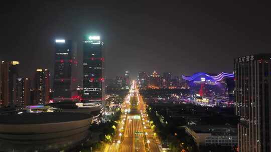 航拍成都天府新城成都CBD天府大道夜景