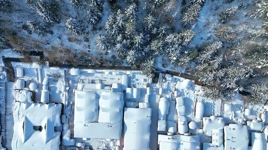 4K雪乡冬天风景下雪冬季童话治愈唯美视频素材模板下载