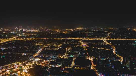 江苏南京城市夜景灯光航拍移动延时