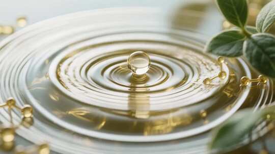 水滴落入水面产生涟漪素材