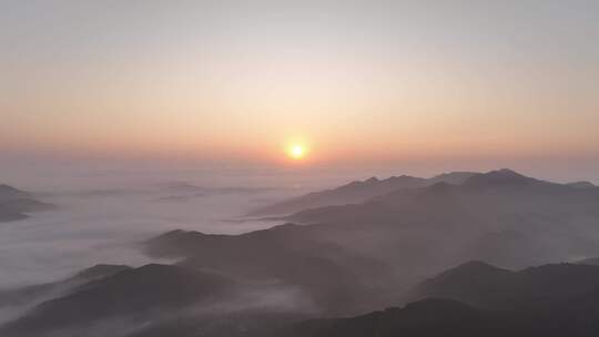 航拍山川云海朝阳日出视频素材模板下载