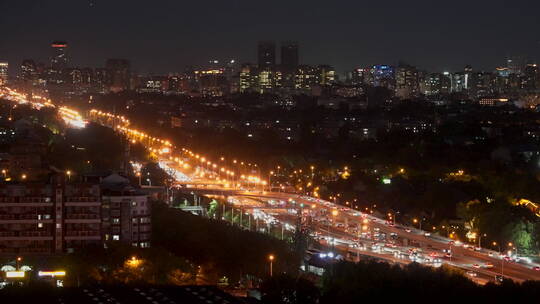 城市夜景车流 俯拍城市夜景