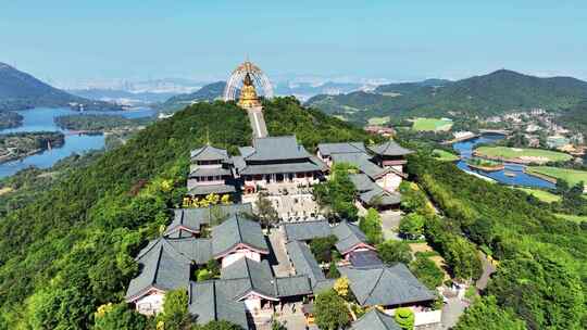 航拍深圳旅游大华光寺寺庙全景视频素材模板下载