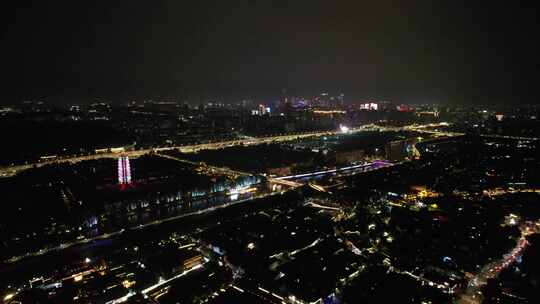 江苏南京城市夜景灯光航拍