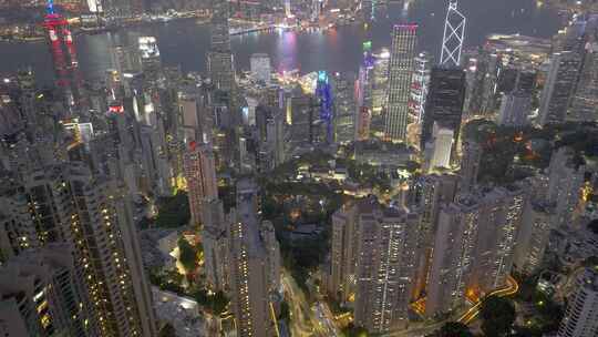 香港 维多利亚港夜景航拍
