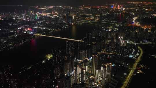 珠海航拍城市夜晚珠海夜景晚上城市建筑风光