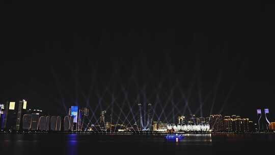 杭州奥体中心亚运会灯光秀视频素材模板下载