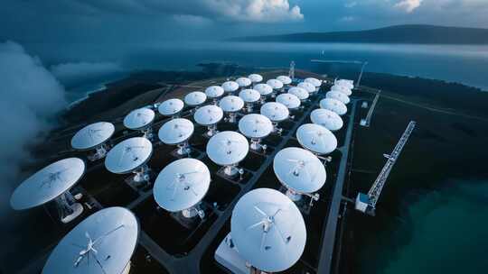 卫星天线阵列航拍全景