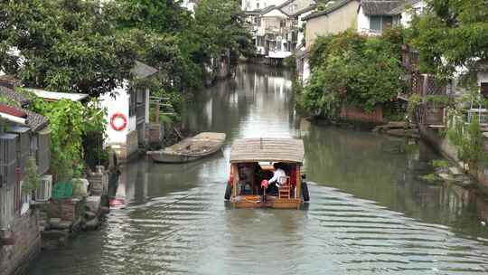 游船  湖泊 水湾 人文 风景 木船 古镇河流