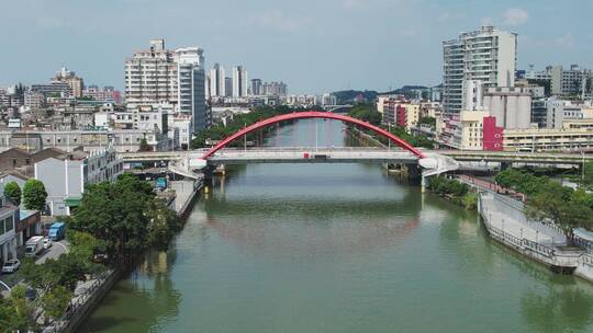 江门地标三十三墟骑楼群城市航拍4K