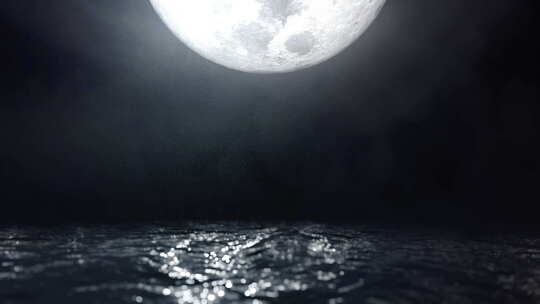 海面上的大月亮视频素材模板下载