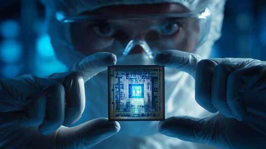 芯片 科研人员实验室操作场景