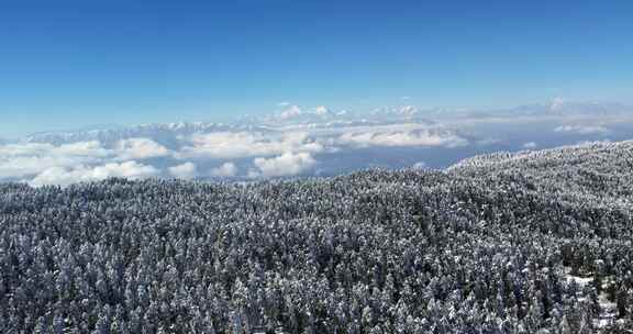 高清实拍瓦屋山冬天雪景雪山森林