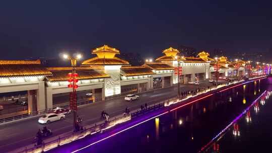 航拍四川广汉城市夜景