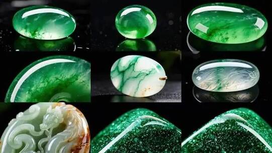 天然翡翠玉石玉佩特写展示高清在线视频素材下载