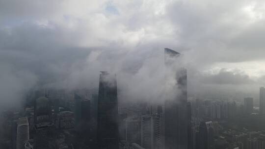 云雾中的广州珠江新城视频素材模板下载