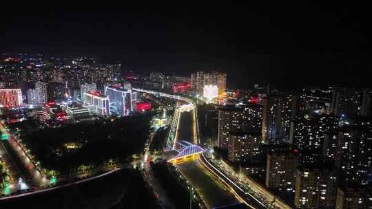 甘肃定西东河夜景灯光航拍