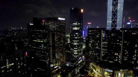 广州天河珠江新城航拍写字楼住宅夜景