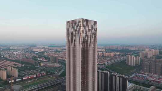 航拍上海现代城市风光高楼大厦写字楼CBD视频素材模板下载