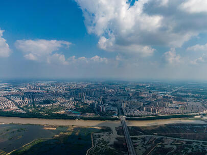 大桥 延时 城镇 城市 航拍 风景 河流