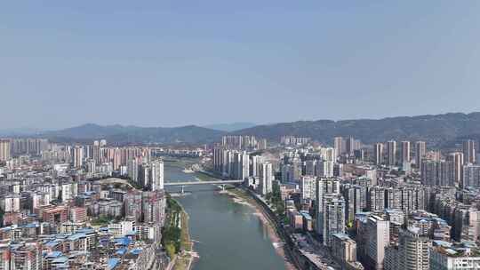 航拍四川达州建设达州大景