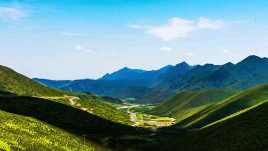 草原 山脉 蓝天 白云延时摄影