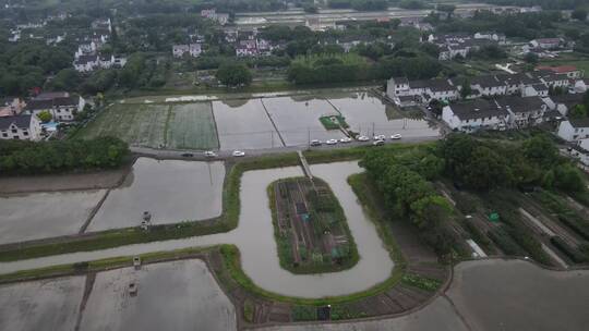 上海水渠灌溉连接黄浦江4K航拍视频素材模板下载