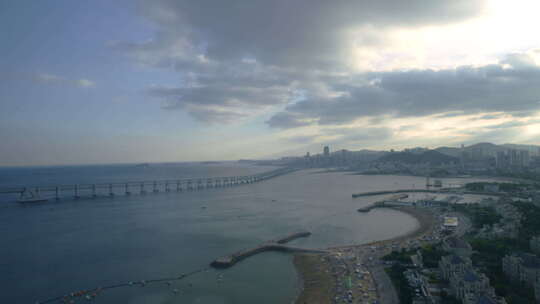 海岸线海滩城市延时风景